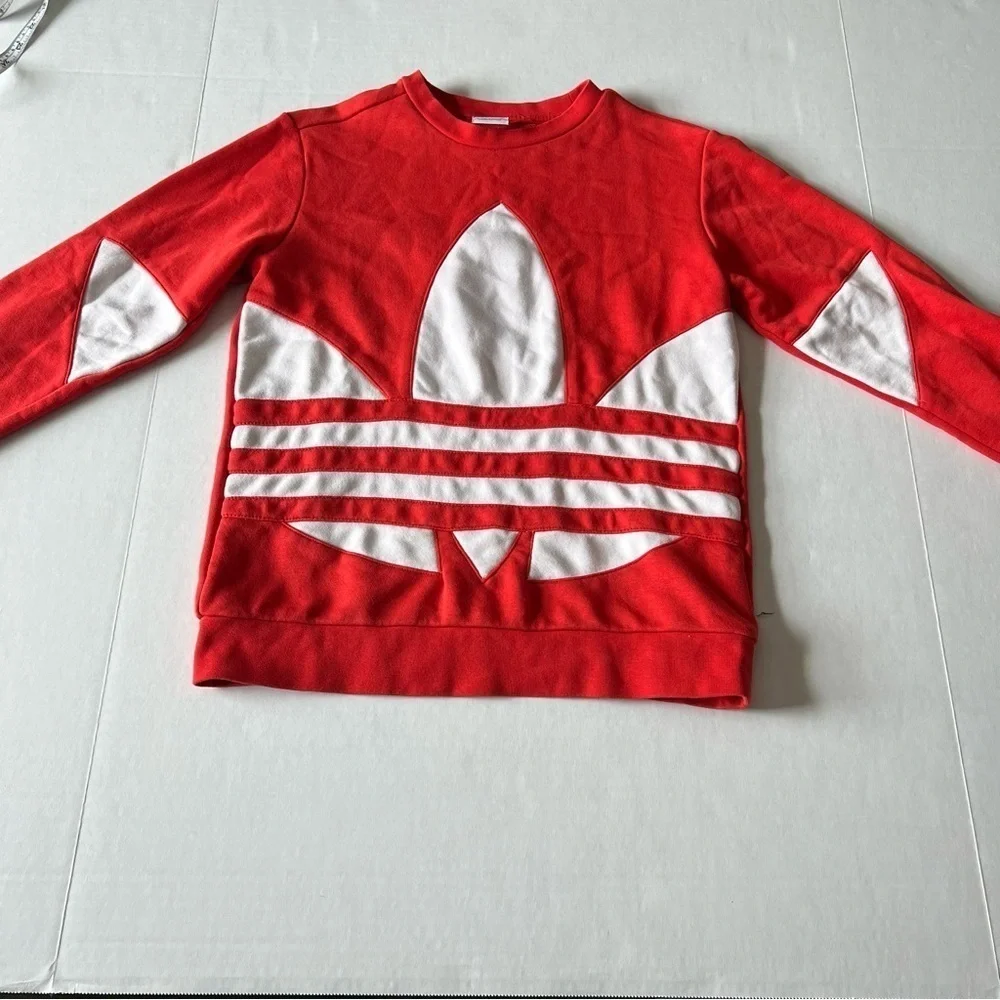 Adidas Junior Big trefoil crewneck sweatshirt red white size Medium